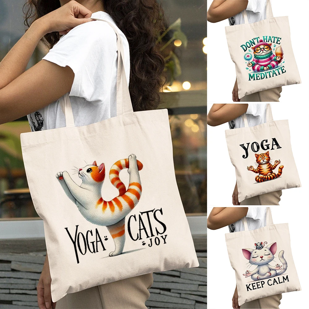 Casual Yoga Cat Art Lady Shopper Bags Double Print Feline Design Women Daily use Shoulder Handbag Relaxing Girl Shopping Bag
Casual Yoga Cat Art Lady Shopper Bags Double Print Feline Design Women Daily use Shoulder Handbag Relaxing Girl Shopping Bag