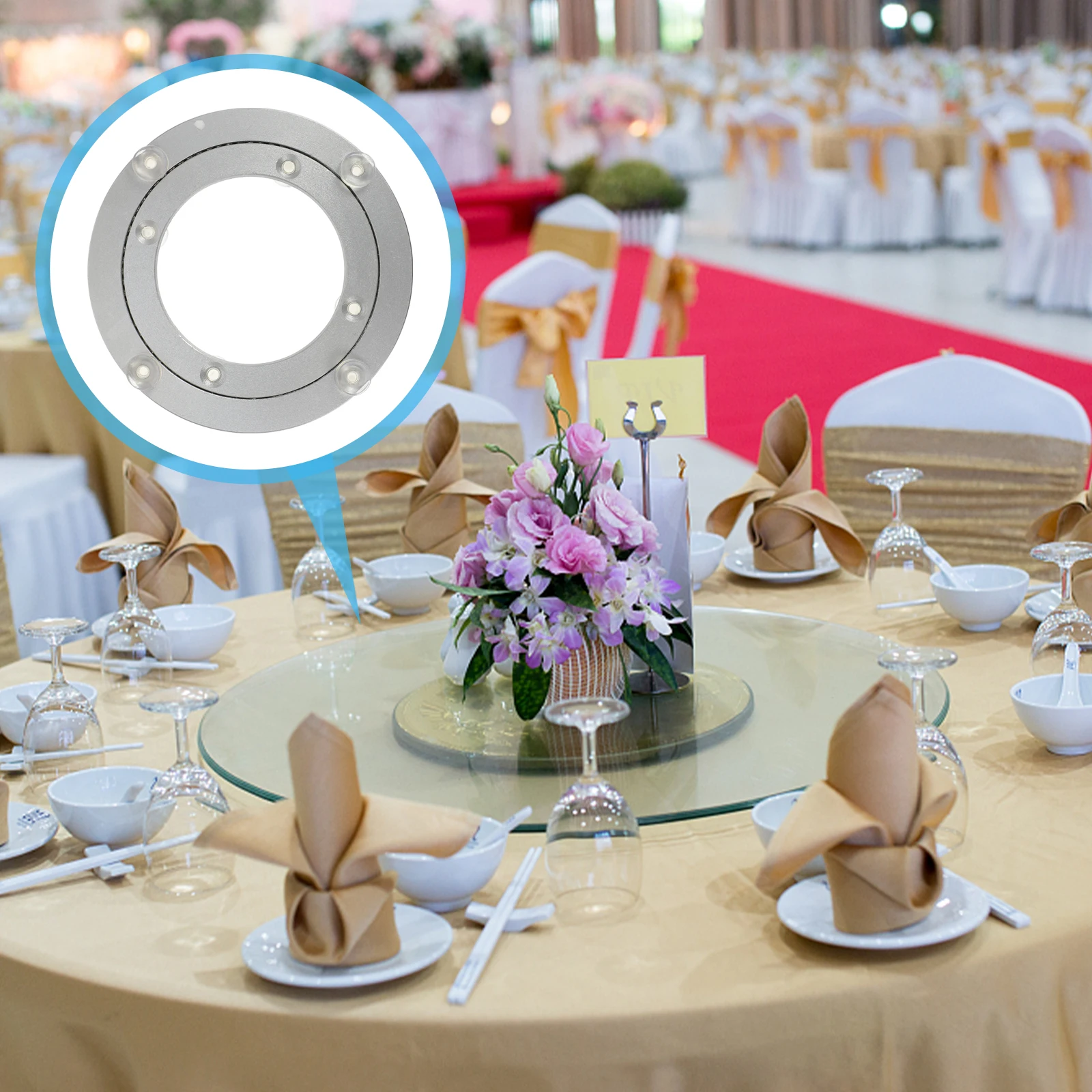 Rotary Base Tabletop Turntable Aluminum Alloy Dining Rotating Bearing 360 Degree Smooth Round Storage Rack Practical 
Rotary Base Tabletop Turntable Aluminum Alloy Dining Rotating Bearing 360 Degree Smooth Round Storage Rack Practical