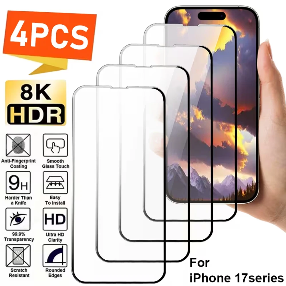 1/4Pcs HD Screen Protectors For iPhone 15 17 Pro Max Air 16 14 Plus 13 12 Mini 16e 11 X XR XS 6 9D Tempered Glass For iPhone 16
1/4Pcs HD Screen Protectors For iPhone 15 17 Pro Max Air 16 14 Plus 13 12 Mini 16e 11 X XR XS 6 9D Tempered Glass For iPhone 16
