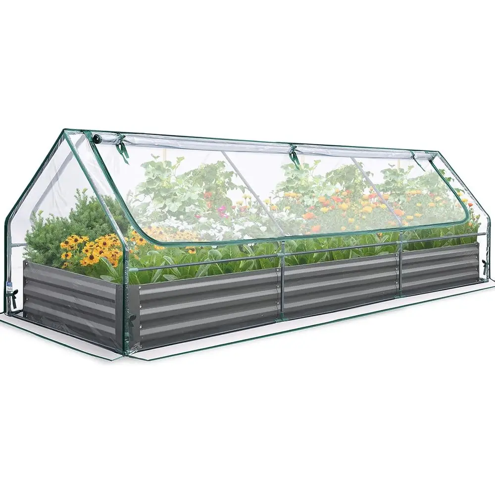 Galvanized Metal Raised Garden Bed for Vegetables, 8x4x1 ft, Outdoor Planter Box with Clear Cover
Galvanized Metal Raised Garden Bed for Vegetables, 8x4x1 ft, Outdoor Planter Box with Clear Cover
