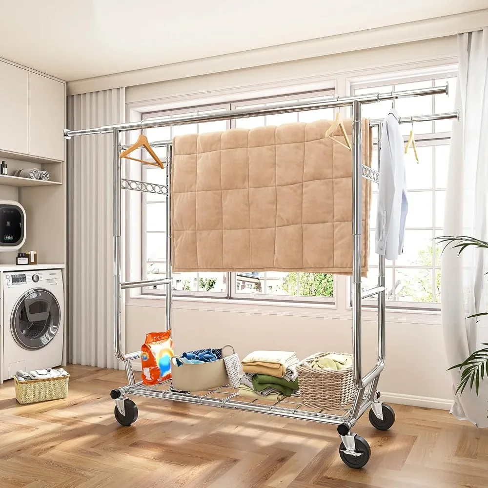 Heavy Duty Hanger, Hanger Weight Capacity 630 Lbs, Rolling Hanger with Wheels for Hanging Clothes, Adjustable Hanger
Heavy Duty Hanger, Hanger Weight Capacity 630 Lbs, Rolling Hanger with Wheels for Hanging Clothes, Adjustable Hanger