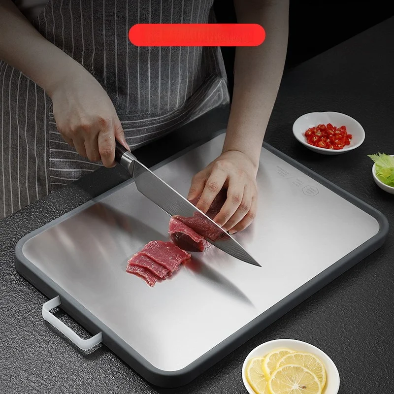 Stainless Steel Double-Sided Thickened Cutting Board for Home Use Large Size Fruit Cutting Board Dough Rolling Board Meat Board
Stainless Steel Double-Sided Thickened Cutting Board for Home Use Large Size Fruit Cutting Board Dough Rolling Board Meat Board