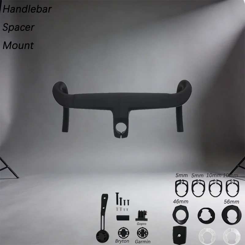 Black Matte Full Carbon Fiber Road Bike Integrated Handlebar, Internal Cable Routing, Drop 127mm,Reach 77.2mm
Black Matte Full Carbon Fiber Road Bike Integrated Handlebar, Internal Cable Routing, Drop 127mm,Reach 77.2mm