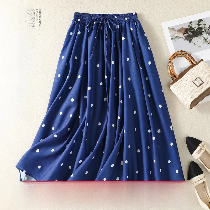 Blue Polka Dot Versatile Half Skirt Women's A-Line Flared Waist-Cinching Print Summer New Style plus Size Polyester Fiber
Blue Polka Dot Versatile Half Skirt Women's A-Line Flared Waist-Cinching Print Summer New Style plus Size Polyester Fiber