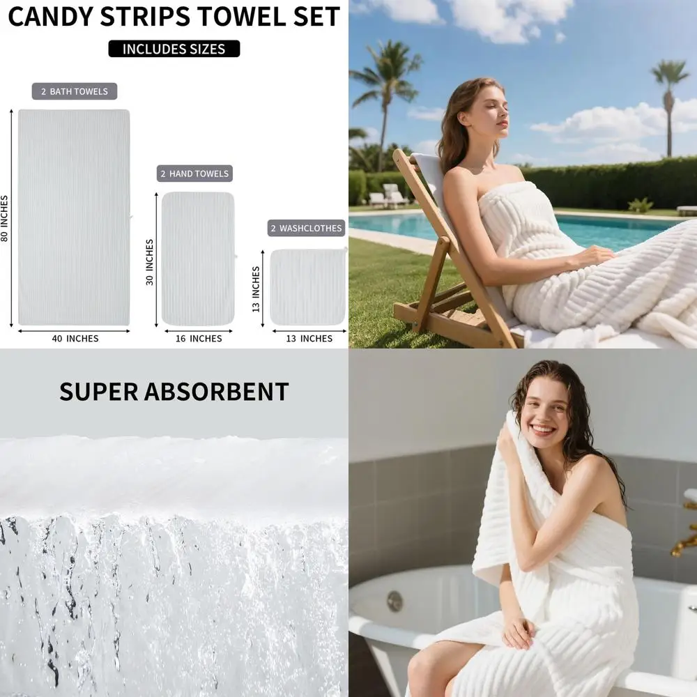 6-Piece XL Bath Towel Set (40x80) - Ultra Soft, Absorbent Microfiber Bath Sheets for Spa, Gym, Home Use (White)
6-Piece XL Bath Towel Set (40x80) - Ultra Soft, Absorbent Microfiber Bath Sheets for Spa, Gym, Home Use (White)