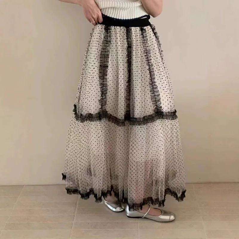 Women Lace Polka Dot Print Mesh Skirt Women Fashion Patchwork High Waist Pleated Skirts Puffy Ruffled Gradient Tulle Long Skirt
Women Lace Polka Dot Print Mesh Skirt Women Fashion Patchwork High Waist Pleated Skirts Puffy Ruffled Gradient Tulle Long Skirt