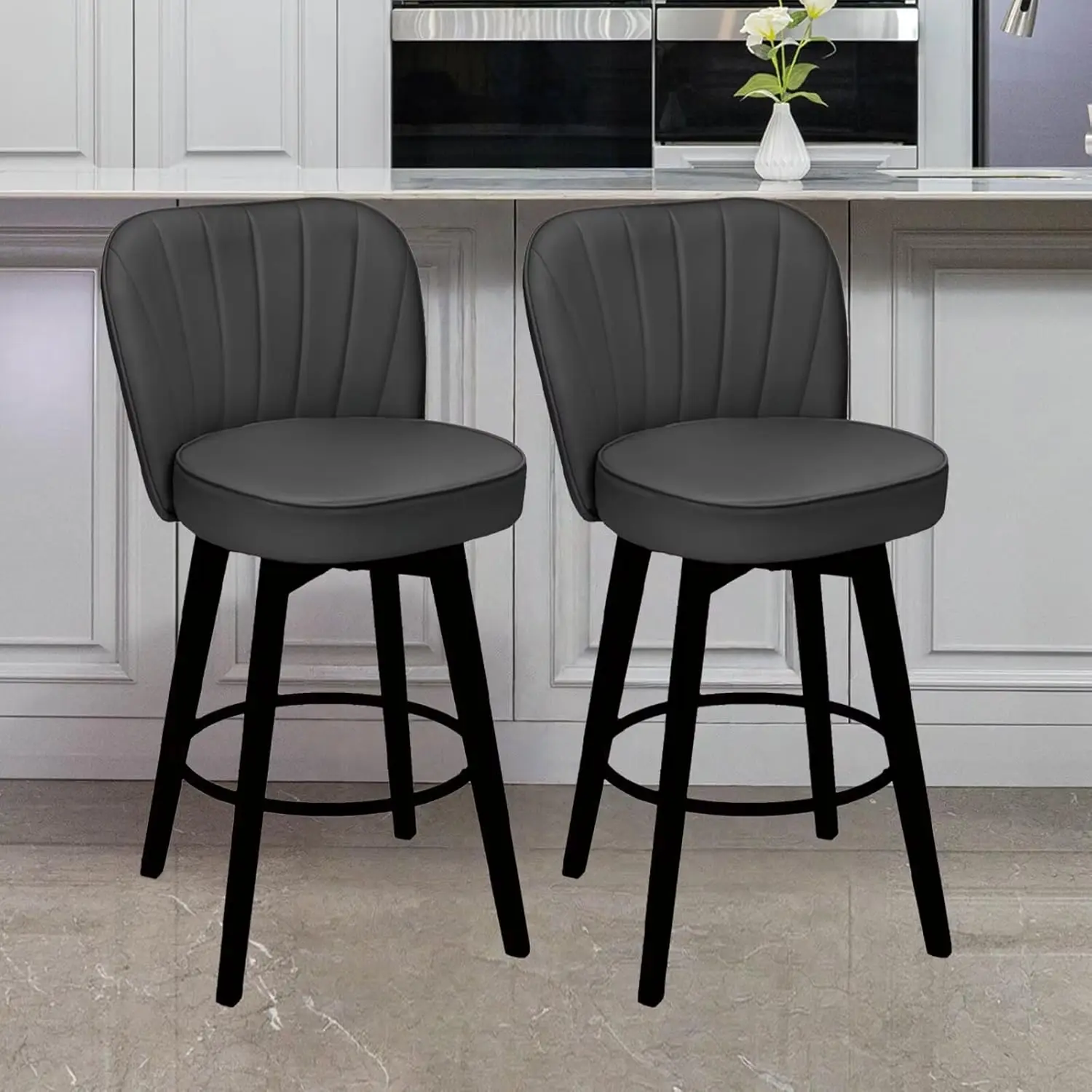 Bar Stools Set of 2, PU Leather Barstools, 26 Inch Upholstered Counter Stools with Backrest and Footrest, Swivel Counte
Bar Stools Set of 2, PU Leather Barstools, 26 Inch Upholstered Counter Stools with Backrest and Footrest, Swivel Counte