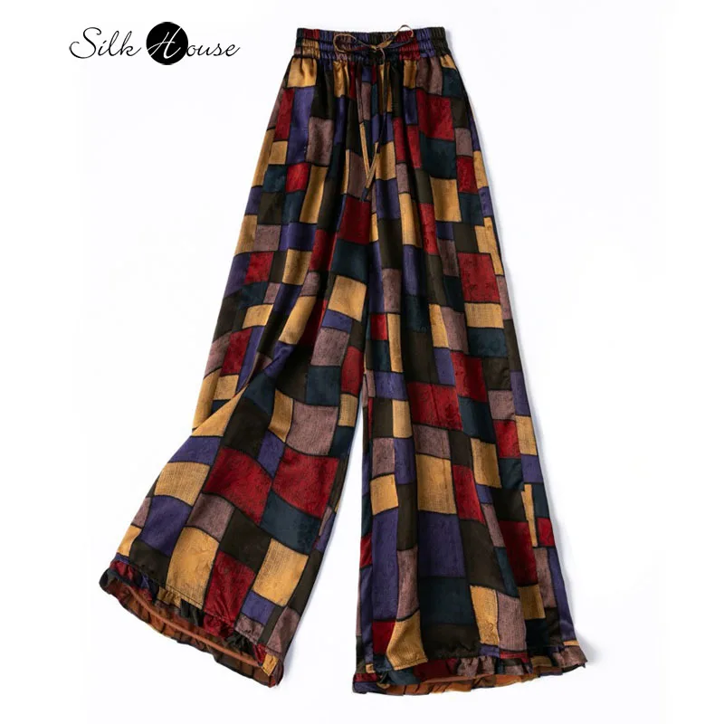 Retro Color Block 100% Natural Mulberry Silk Gambiered Guangdong Gauze Elastic Waist Women's Fashionable Straight Leg Pants
Retro Color Block 100% Natural Mulberry Silk Gambiered Guangdong Gauze Elastic Waist Women's Fashionable Straight Leg Pants
