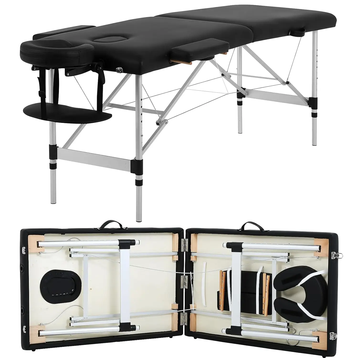 73in Adjustable 2 Fold Aluminium PU Leather Massage Table w Face Cradle Carry Case Spa Tattoo Lash,Custom
73in Adjustable 2 Fold Aluminium PU Leather Massage Table w Face Cradle Carry Case Spa Tattoo Lash,Custom