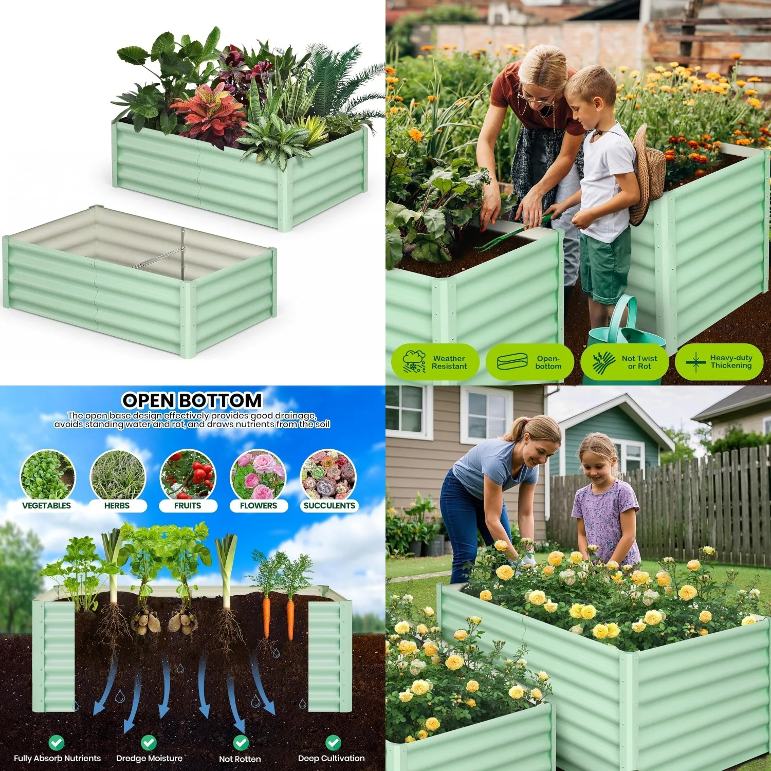 8x4x2ft Galvanized Raised Garden Bed Metal Planter Vegetables Flowers Herbs Steel Deep Root Open Base Customized
8x4x2ft Galvanized Raised Garden Bed Metal Planter Vegetables Flowers Herbs Steel Deep Root Open Base Customized