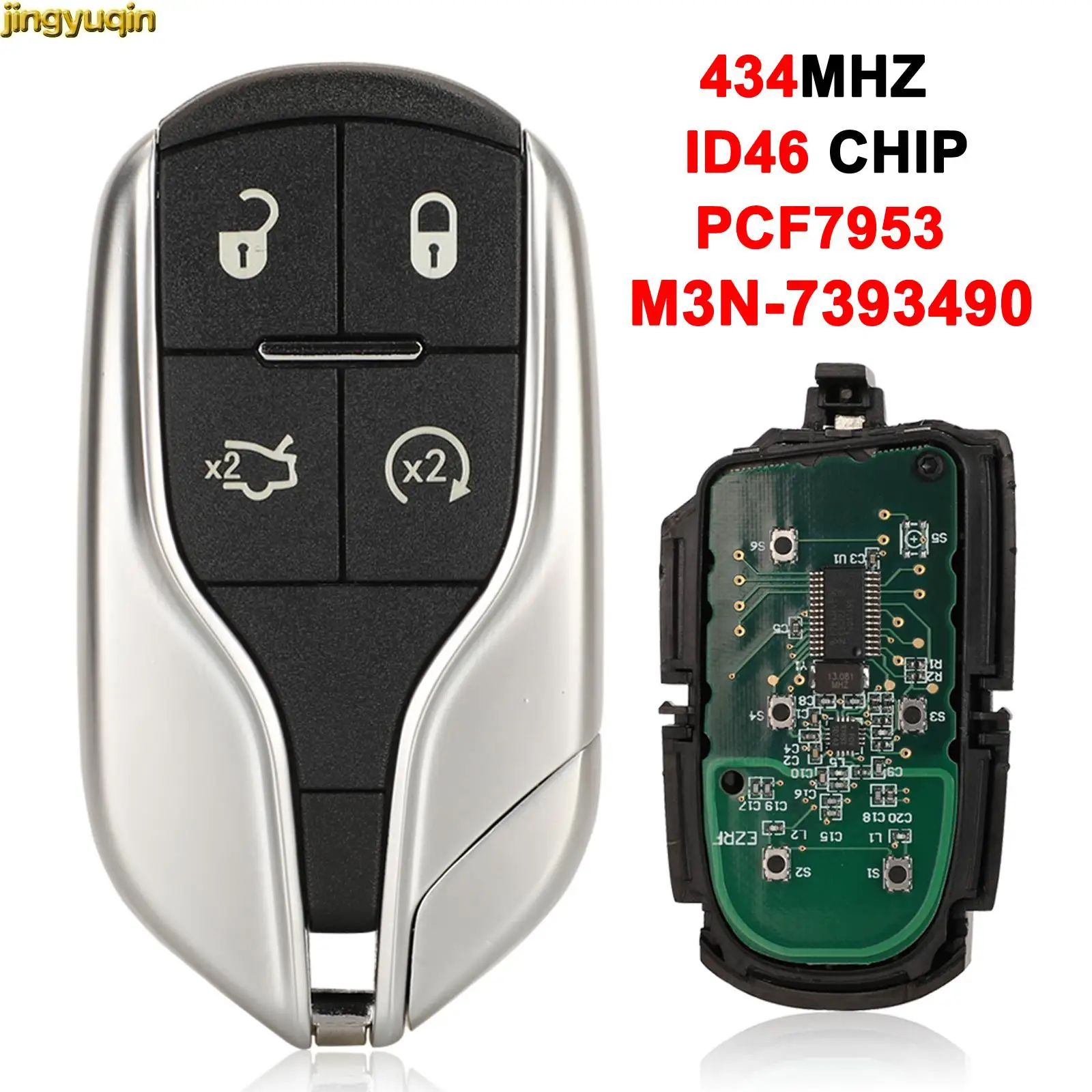 Jingyuqin New Smart Remote Car Key 433MHz ID46 Chip For Maserati Quattroporte Ghibli Levante 2012-2015 M3N7393490 M3N40821302
Jingyuqin New Smart Remote Car Key 433MHz ID46 Chip For Maserati Quattroporte Ghibli Levante 2012-2015 M3N7393490 M3N40821302