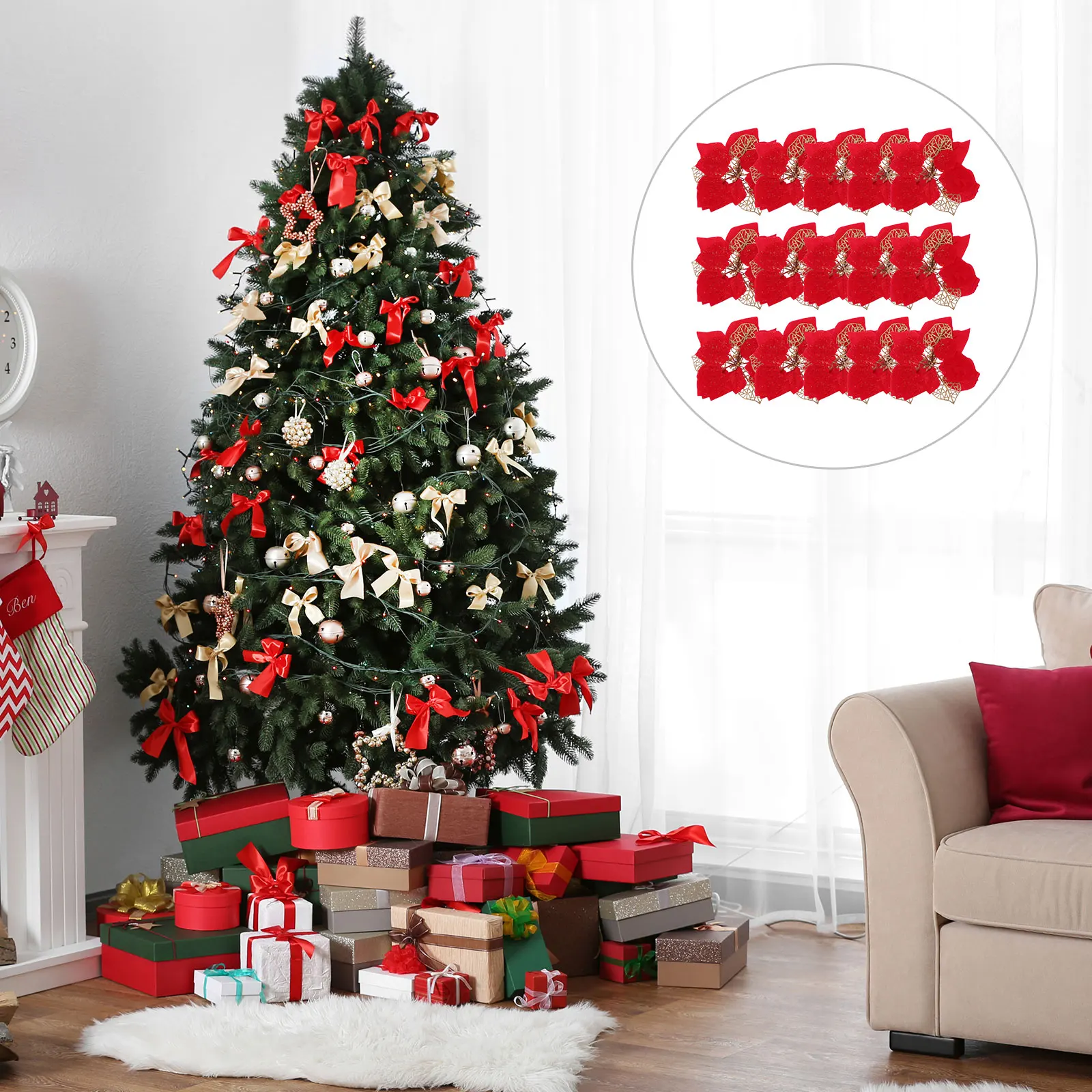 15 Pcs Artificial Glittery Christmas Tree Decor Flowers Craft Simulation Xmas nament Festival Adornment PE Material 
15 Pcs Artificial Glittery Christmas Tree Decor Flowers Craft Simulation Xmas nament Festival Adornment PE Material