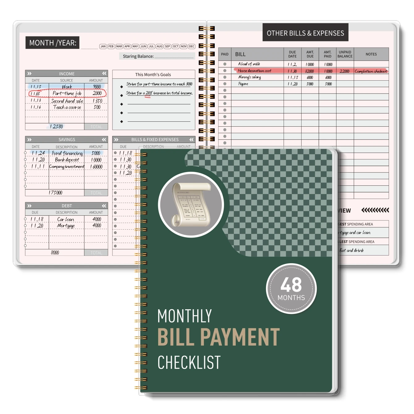 48 Months Monthly Bill Payment Checklist Budget Planner Spiral Notebook Income Expense Savings Debt Tracker Organizer
48 Months Monthly Bill Payment Checklist Budget Planner Spiral Notebook Income Expense Savings Debt Tracker Organizer