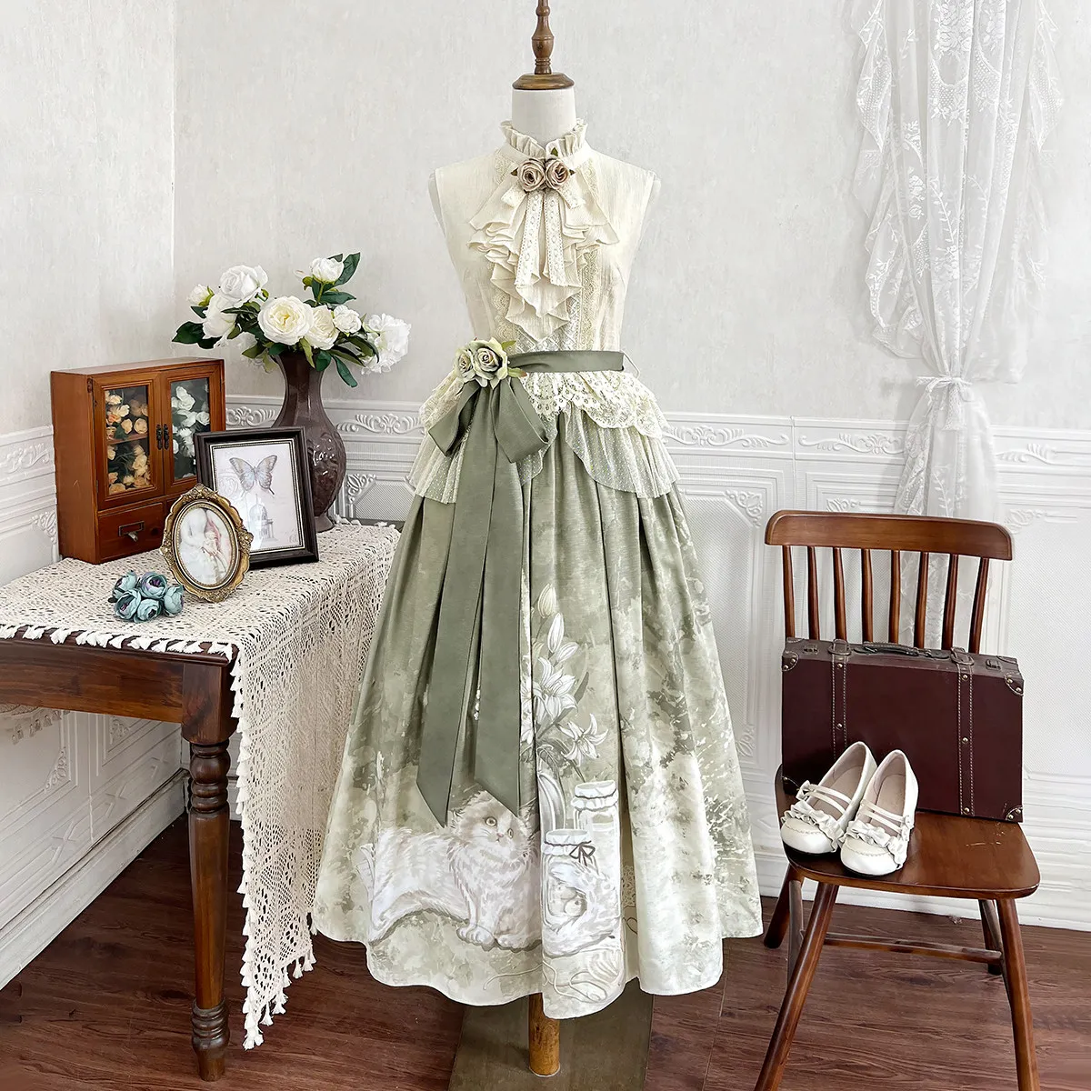 Morning Moments - Summer Lolita-inspired Chinese-style Skirt Set by Designer's Gift
Morning Moments - Summer Lolita-inspired Chinese-style Skirt Set by Designer's Gift