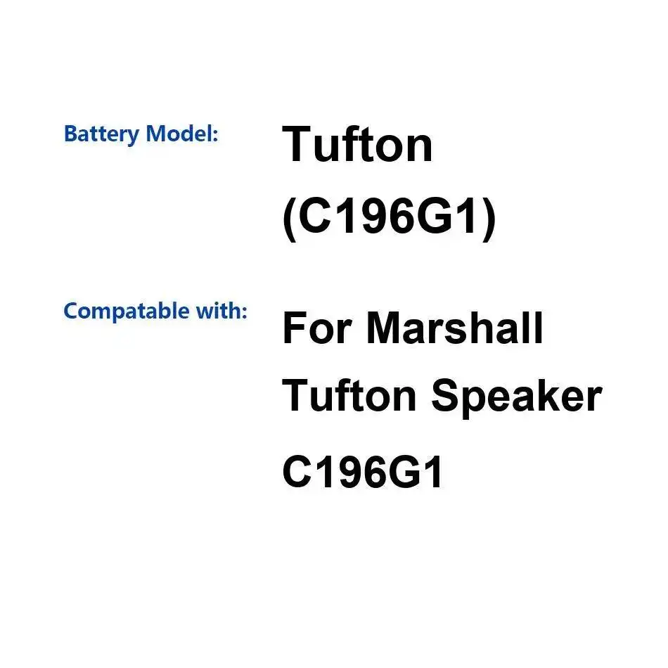 Аккумулятор для колонки 6800 мАч, высокая совместимость с колонкой Marshall Tufton C196G1
Аккумулятор для колонки 6800 мАч, высокая совместимость с колонкой Marshall Tufton C196G1