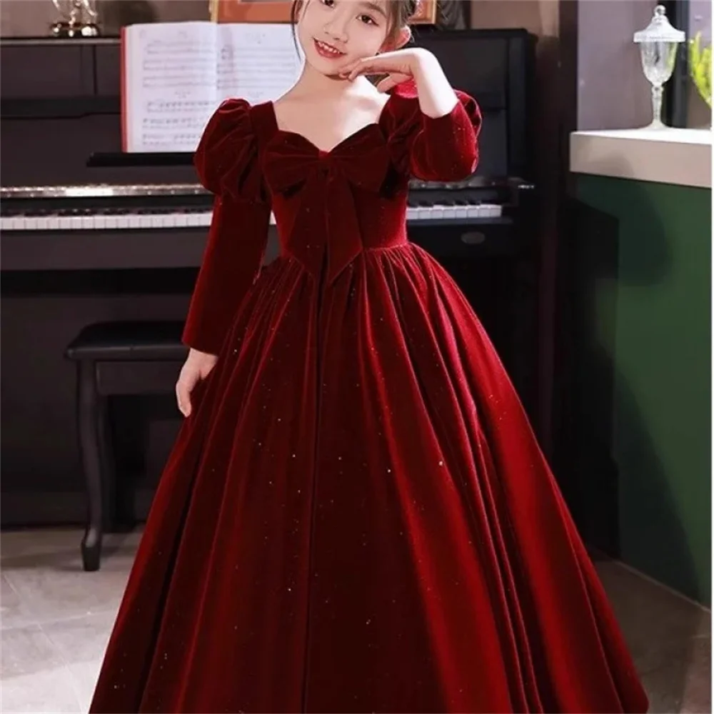 Customized Red Flower Girl Dress For Wedding Bow Satin Lace Long Sleeve High Waist Elegant Kids Birthday First Communion Gown
Customized Red Flower Girl Dress For Wedding Bow Satin Lace Long Sleeve High Waist Elegant Kids Birthday First Communion Gown