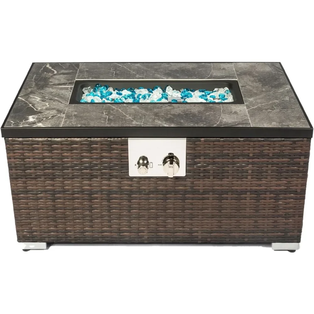 32inch Gas Fire Pit Table with Marble Tabletop,40000BTU Propane Wicker Fire Pit Table with Lid and Rain Cover,Rattan Fire Table
32inch Gas Fire Pit Table with Marble Tabletop,40000BTU Propane Wicker Fire Pit Table with Lid and Rain Cover,Rattan Fire Table