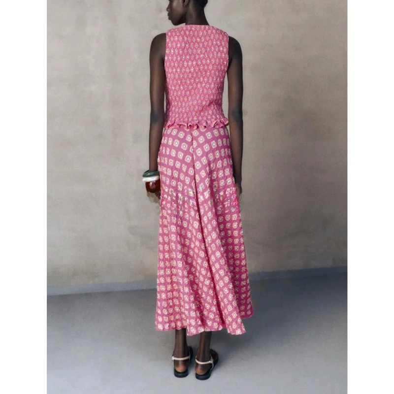 Комплект с юбкой миди с высокой талией и v-образным вырезом с узором «Beehive», осенний женский комплект из двух предметов
Комплект с юбкой миди с высокой талией и v-образным вырезом с узором «Beehive», осенний женский комплект из двух предметов