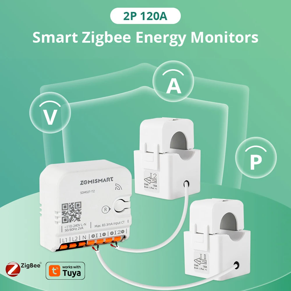 Умный счетчик энергии Zigbee, 2-фазный мониторинг мощности на DIN-рейке, 120 А, работает с Tuya HA ZigbeeMQTT через концентратор
Умный счетчик энергии Zigbee, 2-фазный мониторинг мощности на DIN-рейке, 120 А, работает с Tuya HA ZigbeeMQTT через концентратор