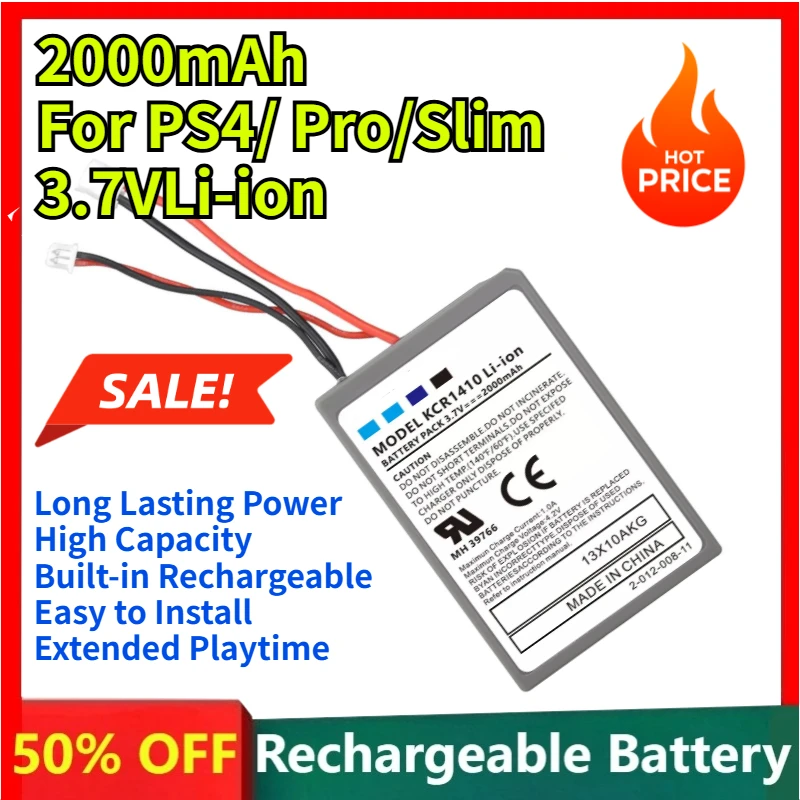 2000mAh Replacement Battery for PS4 Controller, 3.7V Rechargeable Li-ion Battery for Sony PS4 PS4 Pro Wireless Gamepad
2000mAh Replacement Battery for PS4 Controller, 3.7V Rechargeable Li-ion Battery for Sony PS4 PS4 Pro Wireless Gamepad
