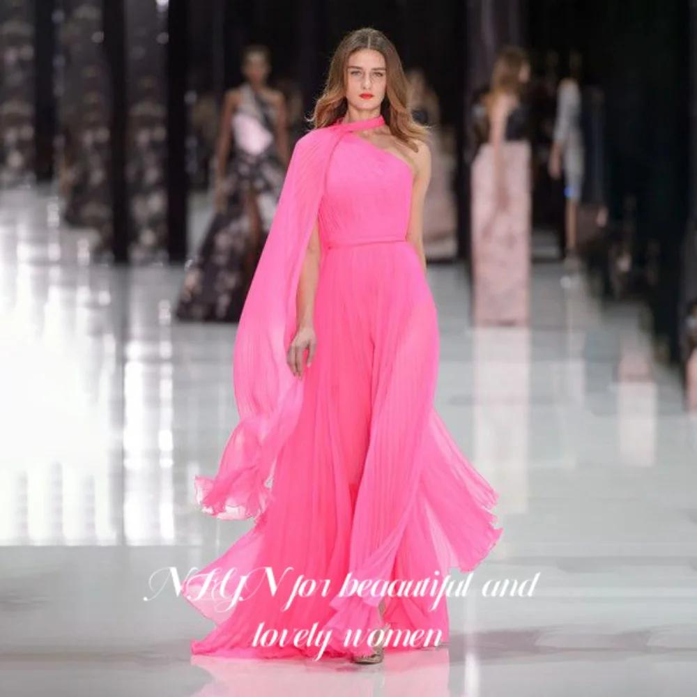 NFYN Pink Elegant Prom Dress One-Shoulder Sleeve Prom Gown Ruffles Trailing Party Mermaid Evening Dresses حزب فساتين Customized
NFYN Pink Elegant Prom Dress One-Shoulder Sleeve Prom Gown Ruffles Trailing Party Mermaid Evening Dresses حزب فساتين Customized