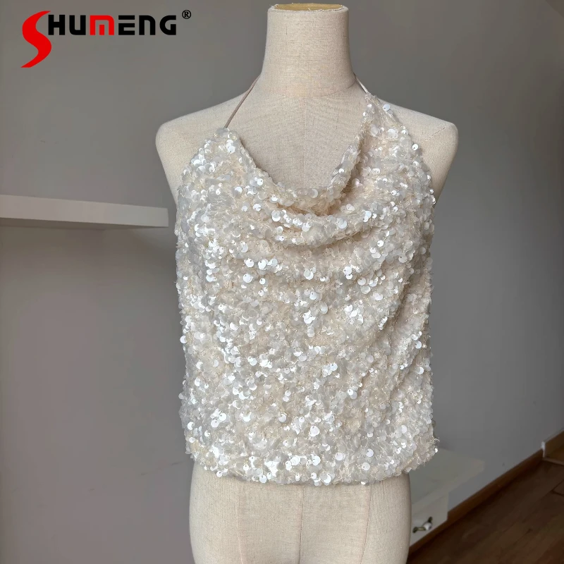 Women's 2025 Summer New Sequined Vests Women's High-end Socialite Temperament Sleeveless Chic Tops Female Nice Fashion Tank Tops
Women's 2025 Summer New Sequined Vests Women's High-end Socialite Temperament Sleeveless Chic Tops Female Nice Fashion Tank Tops