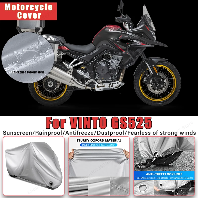 For VINTO GS525 No Ear Motorcycle Cover -Outdoor Full Body Protection, Waterproof Dustproof Sunscreen Moto Accessory
For VINTO GS525 No Ear Motorcycle Cover -Outdoor Full Body Protection, Waterproof Dustproof Sunscreen Moto Accessory