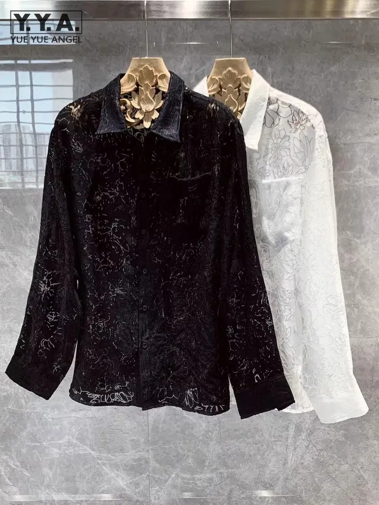 Mens Sexy Hollow Out Shirt Loose Fit Long Sleeve Tops Single Breasted Floral Printed Beach Shirts Night Clubwear Party Top Cloth
Mens Sexy Hollow Out Shirt Loose Fit Long Sleeve Tops Single Breasted Floral Printed Beach Shirts Night Clubwear Party Top Cloth