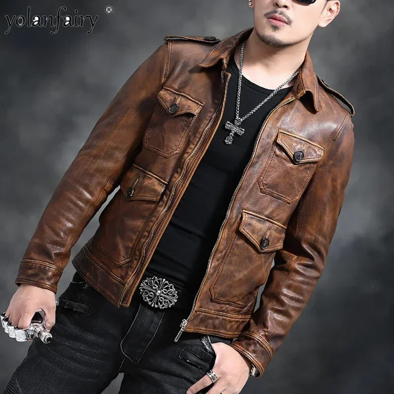 New Genuine Leather Coat Men's Sheepskin Coats Hunting Short Flap Collar Natural Leather Jacket Men Vintage Fashion Jackets FCY
New Genuine Leather Coat Men's Sheepskin Coats Hunting Short Flap Collar Natural Leather Jacket Men Vintage Fashion Jackets FCY