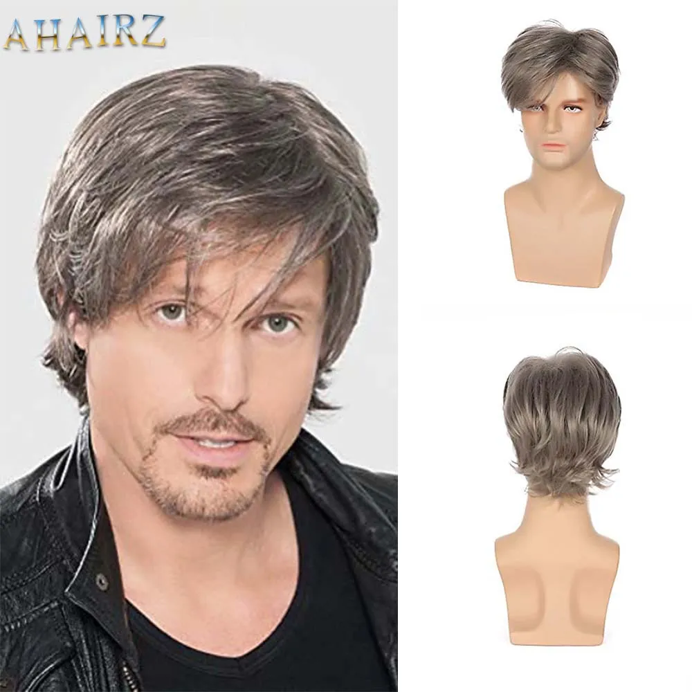 Synthetic Short Men Wigs Silver Gray Straight Natural Male Wig Realistic Breathable Hairstyle Daily Wear Man Fake Hair
Synthetic Short Men Wigs Silver Gray Straight Natural Male Wig Realistic Breathable Hairstyle Daily Wear Man Fake Hair