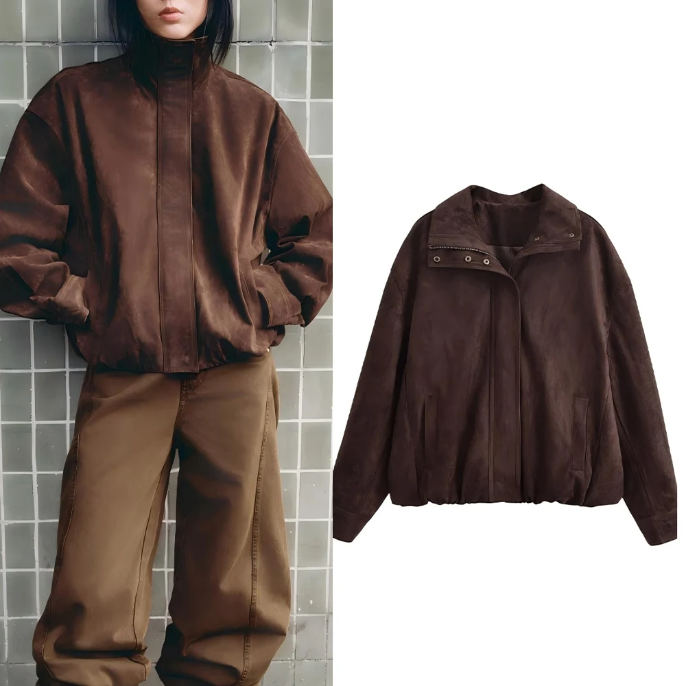 Women's 2025 new fashion loose Lapel suede Leather jacket Coat retro long sleeved zipper women's Coat chic top
Women's 2025 new fashion loose Lapel suede Leather jacket Coat retro long sleeved zipper women's Coat chic top