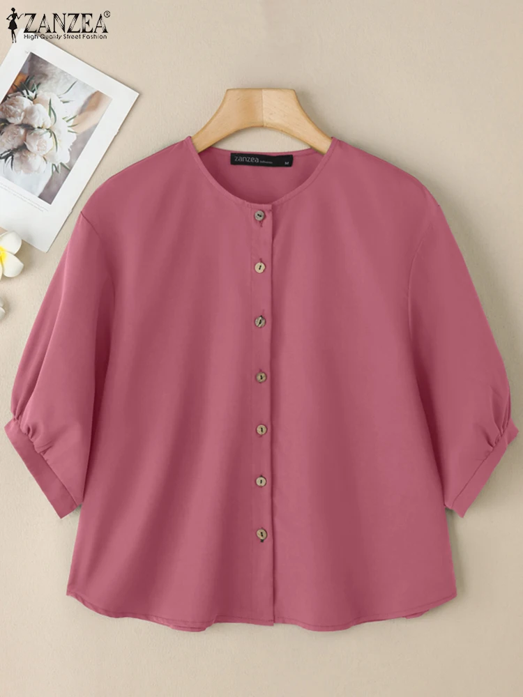 ZANZEA 2025 Summer Lantern Sleeves Shirts Everyday Casual Solid Color O-Neck Tunic Tops Button Up Simple Women Chemise Femme
ZANZEA 2025 Summer Lantern Sleeves Shirts Everyday Casual Solid Color O-Neck Tunic Tops Button Up Simple Women Chemise Femme