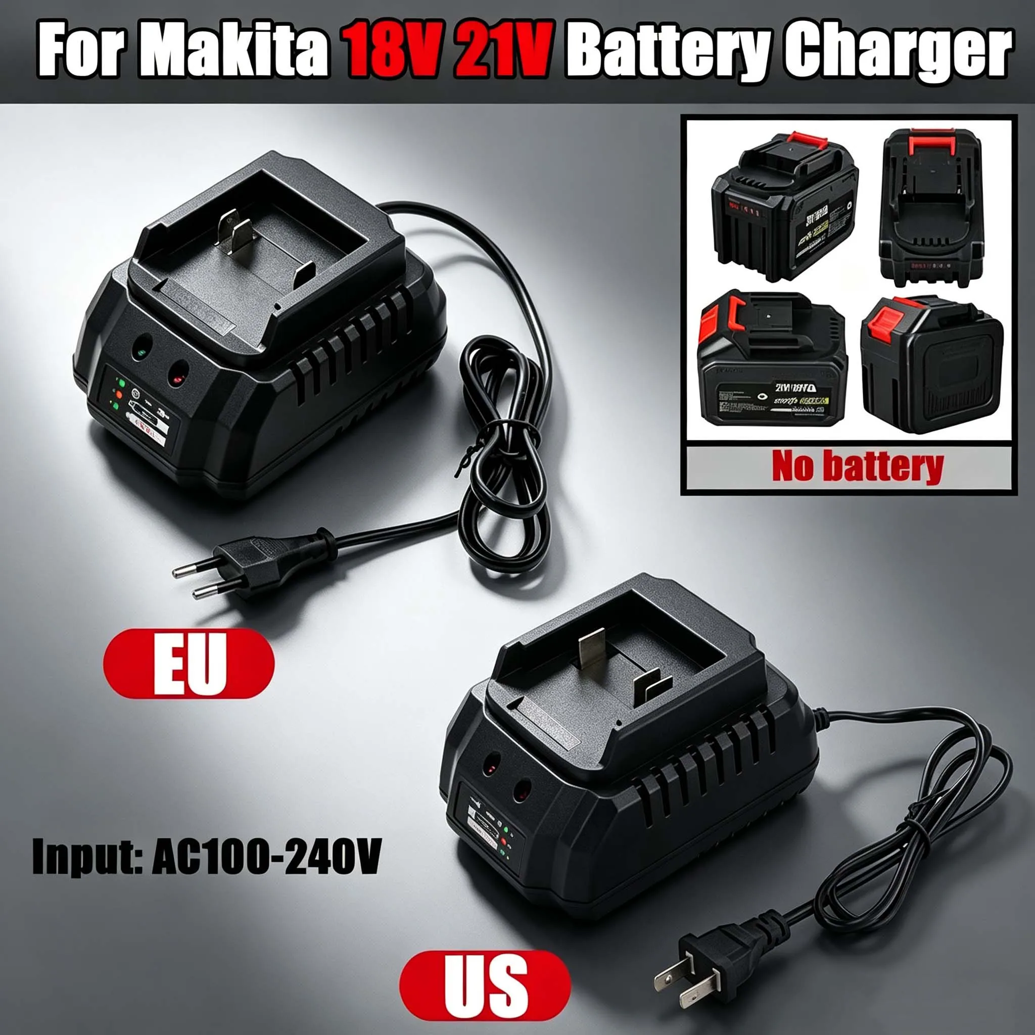 MT Brand 18V 21V Universal Electric Tool Battery Charger with EU/US Plug for Drill Wrench Angle Grinder
MT Brand 18V 21V Universal Electric Tool Battery Charger with EU/US Plug for Drill Wrench Angle Grinder