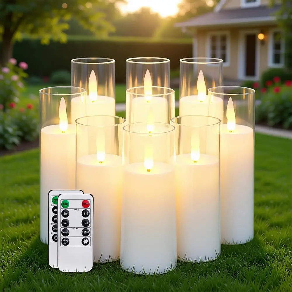 Acrylic Candles, LED Candles, Battery Operated with Remote Control and Timer, Electric Candle, Wedding, Home Decor, Set of 9
Acrylic Candles, LED Candles, Battery Operated with Remote Control and Timer, Electric Candle, Wedding, Home Decor, Set of 9
