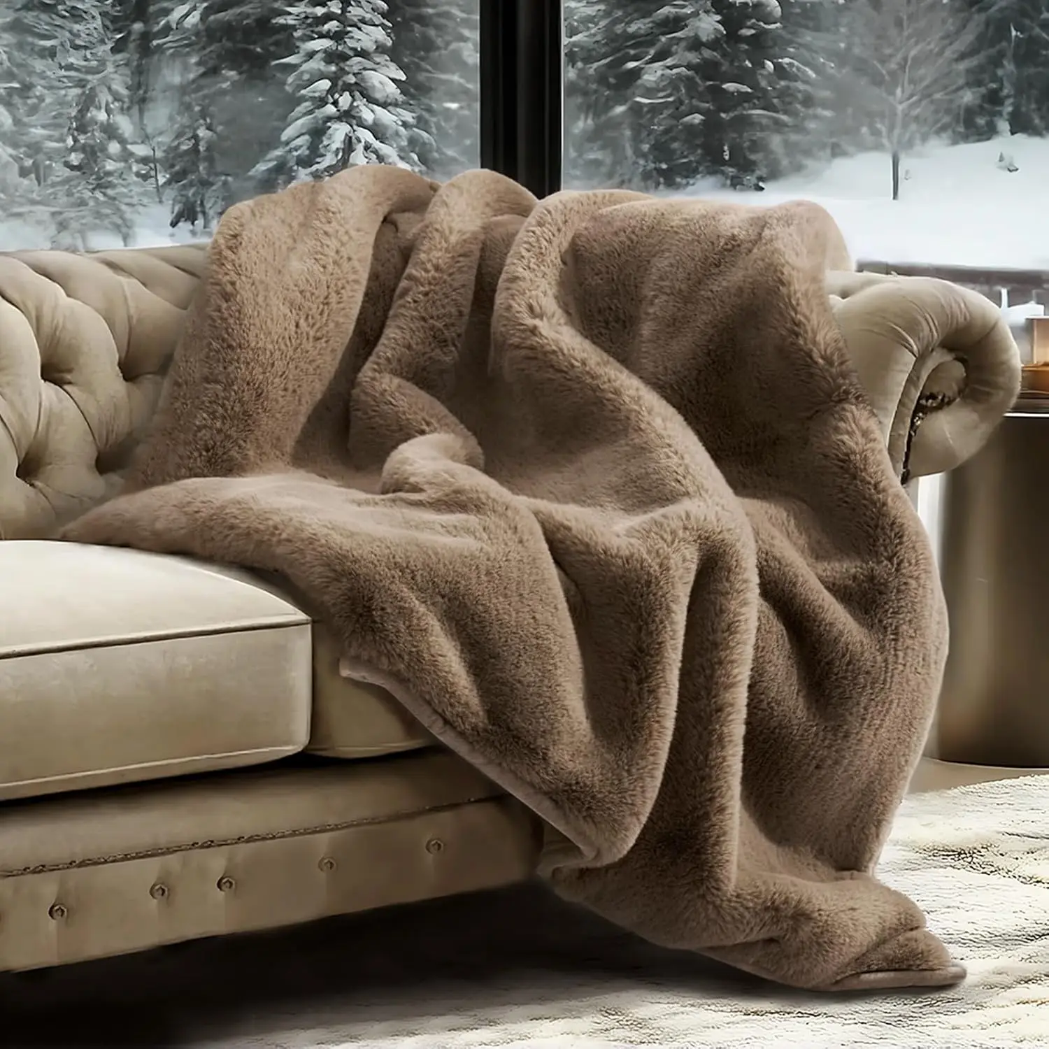 Luxury Soft Faux Fur Throw Blanket, Warm Thick Winter Blanket 1220GSM, Reversible Velvet, Tawny Mink, 50x60 Inches
Luxury Soft Faux Fur Throw Blanket, Warm Thick Winter Blanket 1220GSM, Reversible Velvet, Tawny Mink, 50x60 Inches