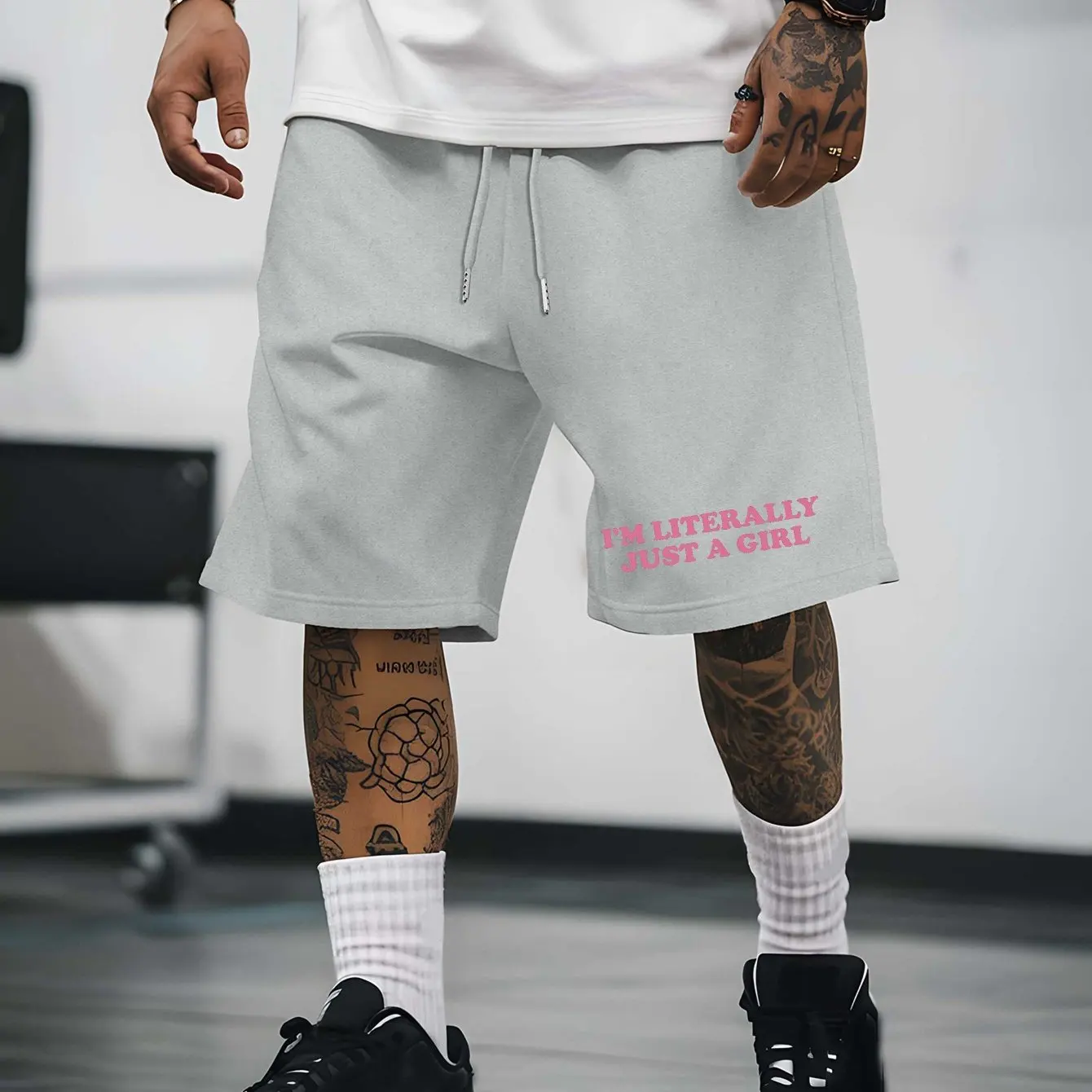 Men's Shorts, I Am Just A Girl's Patterned Printed Shorts with Waist and Pockets, Summer Street Fashion Shorts
Men's Shorts, I Am Just A Girl's Patterned Printed Shorts with Waist and Pockets, Summer Street Fashion Shorts