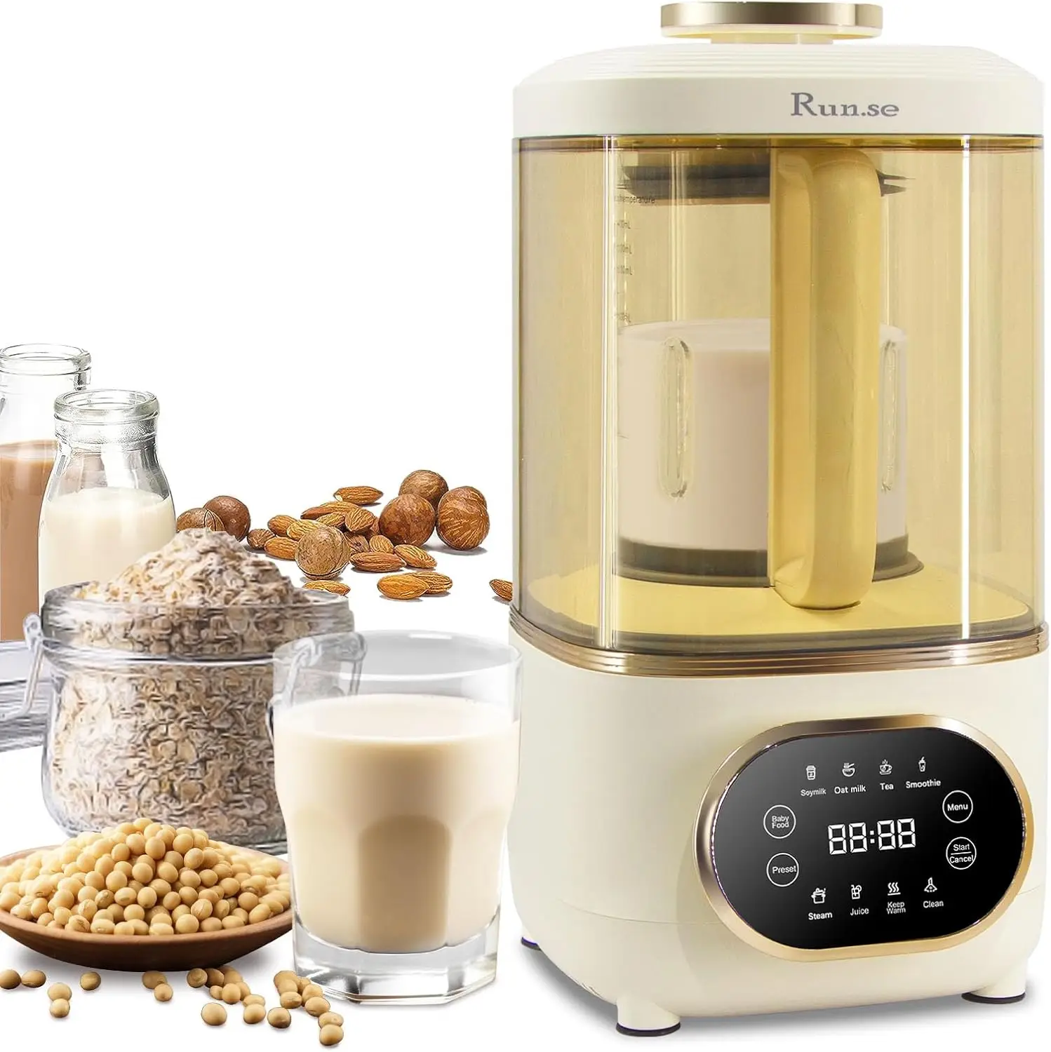 8-In-1 Soymilk Maker with Low noise Soundproof Cover 50oz./1.5L Fully Automatic for Heat Soy Milk Oat Milk Soup Tea Smoothie Bab
8-In-1 Soymilk Maker with Low noise Soundproof Cover 50oz./1.5L Fully Automatic for Heat Soy Milk Oat Milk Soup Tea Smoothie Bab