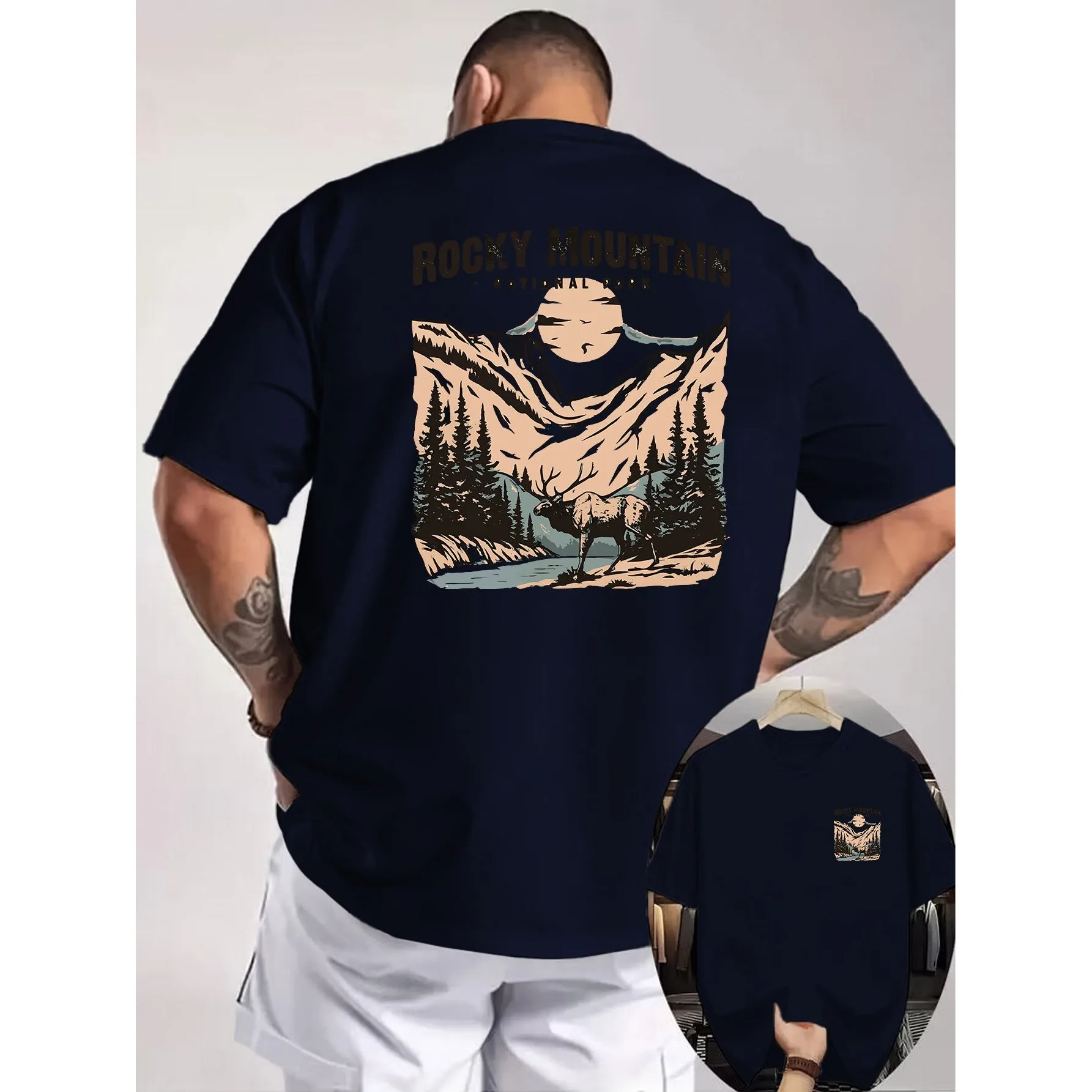 Rocky Mountains Elk Graphic Print Men's Cotton T-Shirt Outdoor Nature Style Casual Tee
Rocky Mountains Elk Graphic Print Men's Cotton T-Shirt Outdoor Nature Style Casual Tee