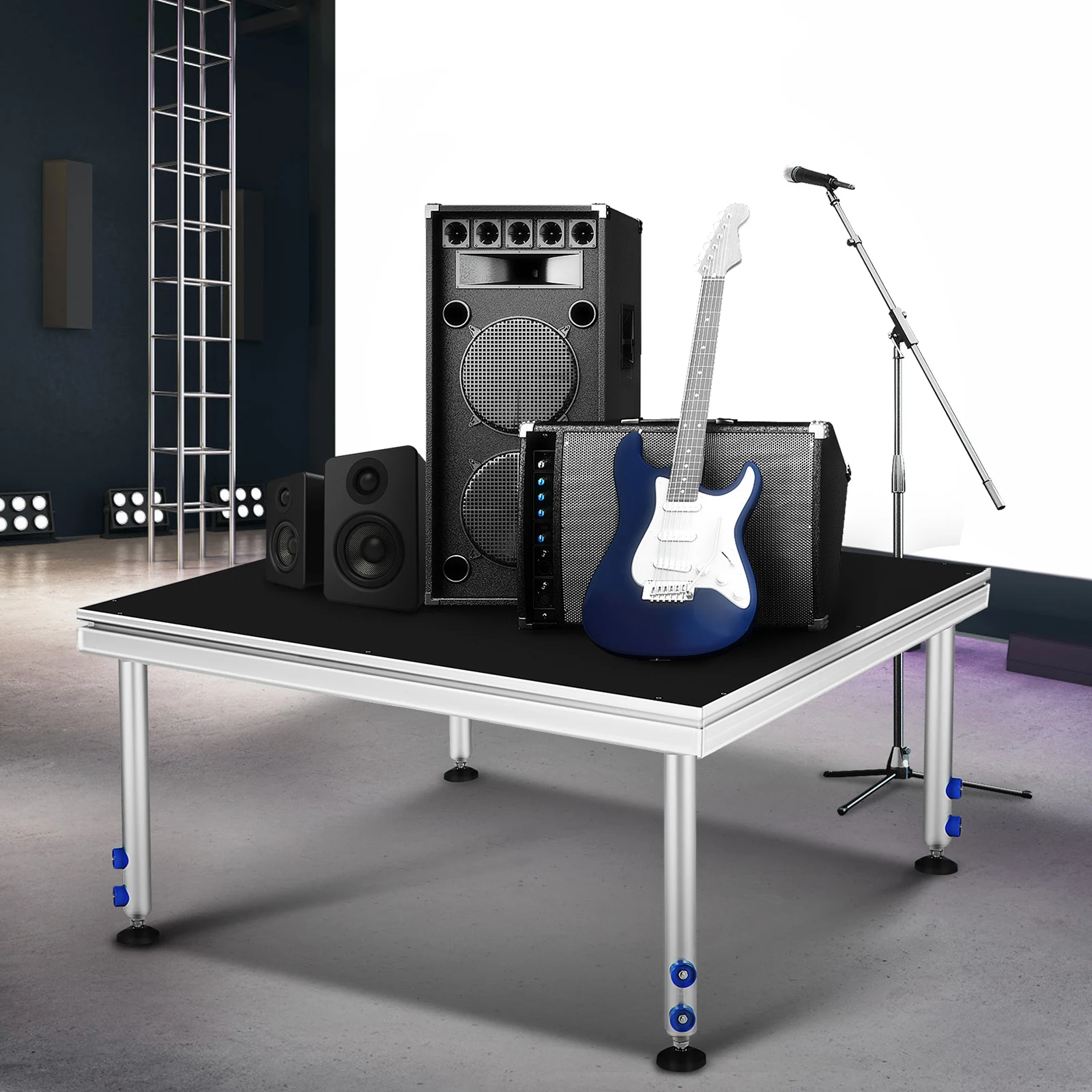 48X48 Inch Portable Stage Platform, Collapsible Dance Stage with a Non-Slip Surface And Aluminum Riser, Sturdy Modular Stage Kit for Musical Performances And Drumming (122*122*43Cm)
48X48 Inch Portable Stage Platform, Collapsible Dance Stage with a Non-Slip Surface And Aluminum Riser, Sturdy Modular Stage Kit for Musical Performances And Drumming (122*122*43Cm)