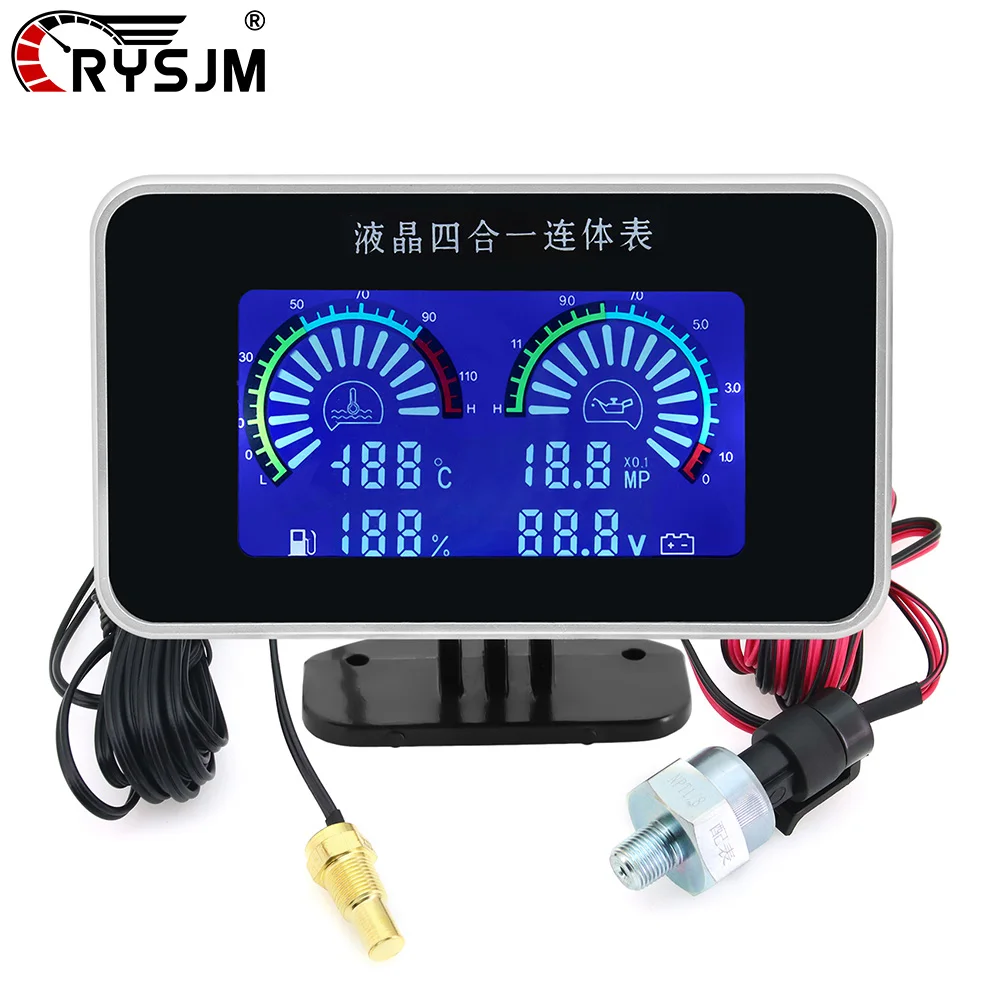 Car 4 In 1 LCD Digital Multi-function Oil Pressure Gauge Water Temperature Meter Voltmeter Fuel Level Gauge with 1/8 NPT Sensor
Car 4 In 1 LCD Digital Multi-function Oil Pressure Gauge Water Temperature Meter Voltmeter Fuel Level Gauge with 1/8 NPT Sensor