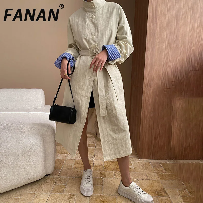 FANAN Solid Stand Neck Trench For Women Single Breasted Belt Gathered Waist Long Windbreaker Office Lady Coats 2025 Spring New
FANAN Solid Stand Neck Trench For Women Single Breasted Belt Gathered Waist Long Windbreaker Office Lady Coats 2025 Spring New