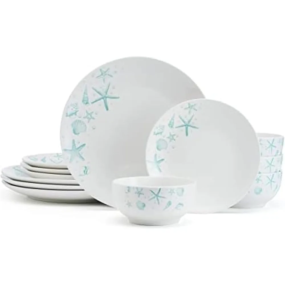Nova Tahiti 12-Piece Dinnerware Set for 4, Multicolored Stoneware with Vibrant Coastal Design
Nova Tahiti 12-Piece Dinnerware Set for 4, Multicolored Stoneware with Vibrant Coastal Design