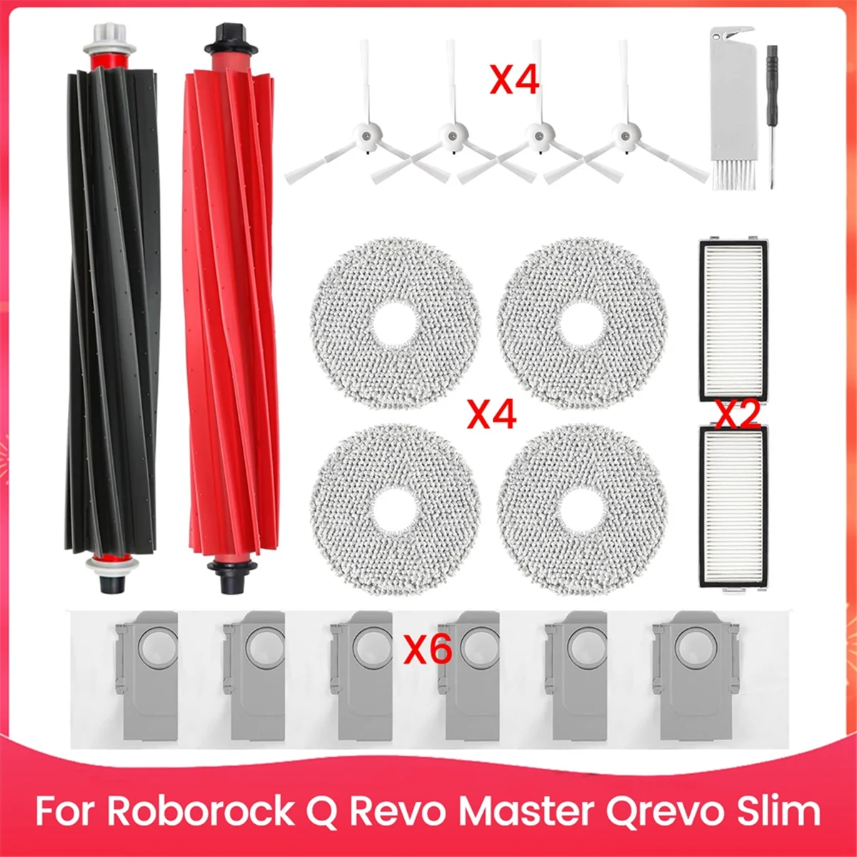 For Roborock Q Revo Master, Qrevo Slim Robot Vacuum Main Side Brush HEPA Filters Mop Pads Dust Bags Accessories Kit
For Roborock Q Revo Master, Qrevo Slim Robot Vacuum Main Side Brush HEPA Filters Mop Pads Dust Bags Accessories Kit