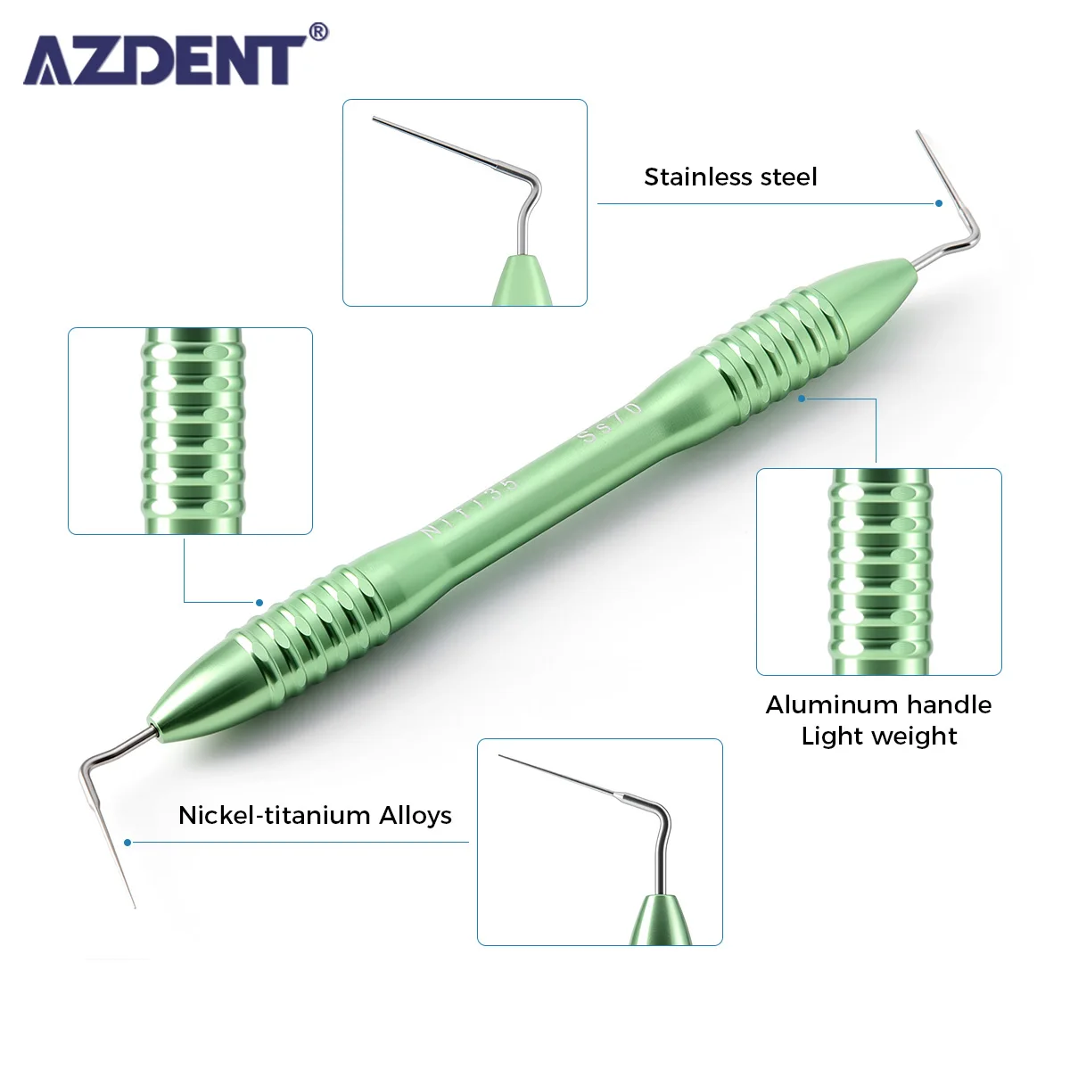 1PC AZDENT Dental Endodontic Hand Plugger Clearly Identify Flexible NITI Tip Vertical Pressure Device Dental Instrument
1PC AZDENT Dental Endodontic Hand Plugger Clearly Identify Flexible NITI Tip Vertical Pressure Device Dental Instrument