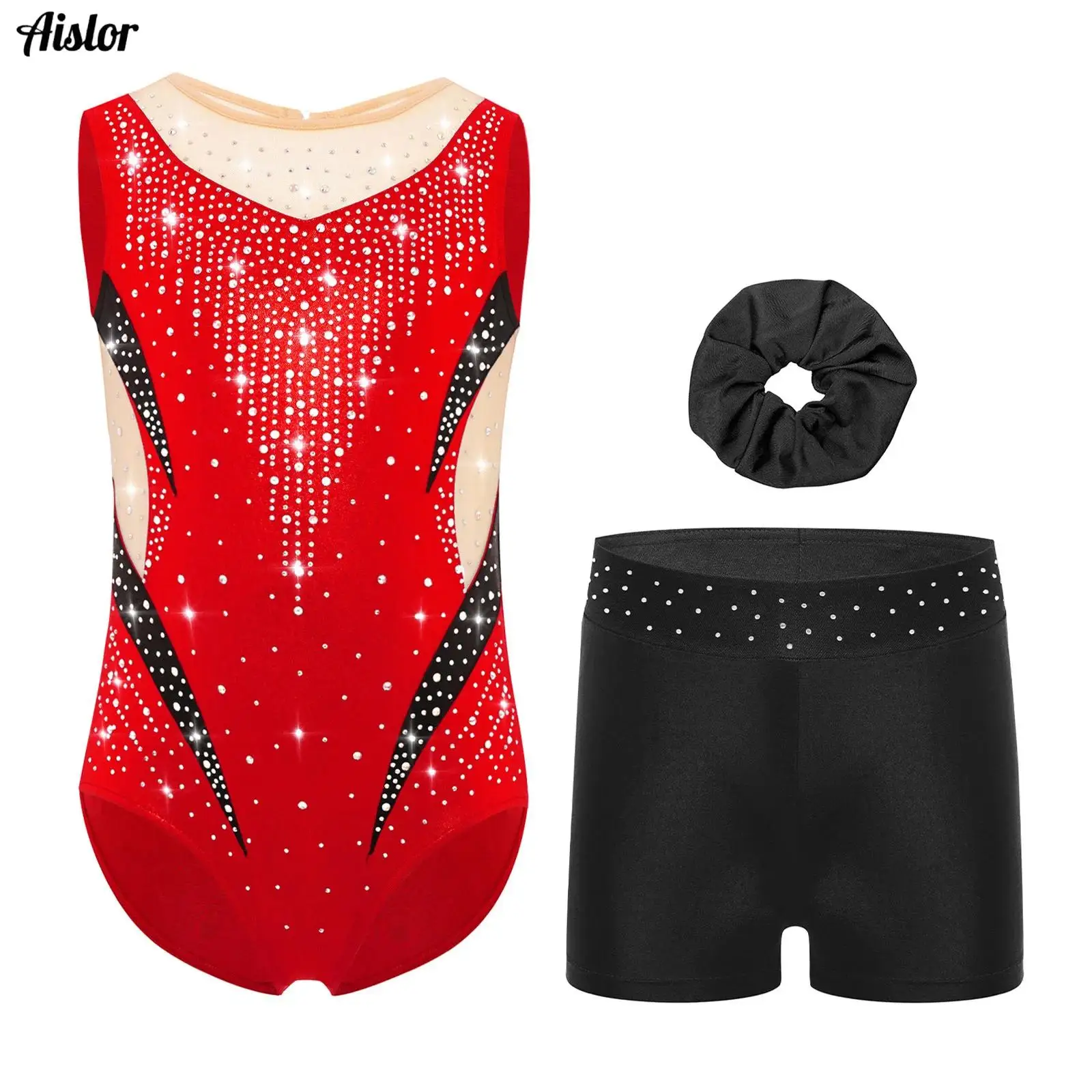 Kids Girls Gymnastics Dance Bodysuit Figure Skating Outfit Mesh Patchwork Sparkling Rhinestones Metallic Leotard+Headwear+Shorts
Kids Girls Gymnastics Dance Bodysuit Figure Skating Outfit Mesh Patchwork Sparkling Rhinestones Metallic Leotard+Headwear+Shorts