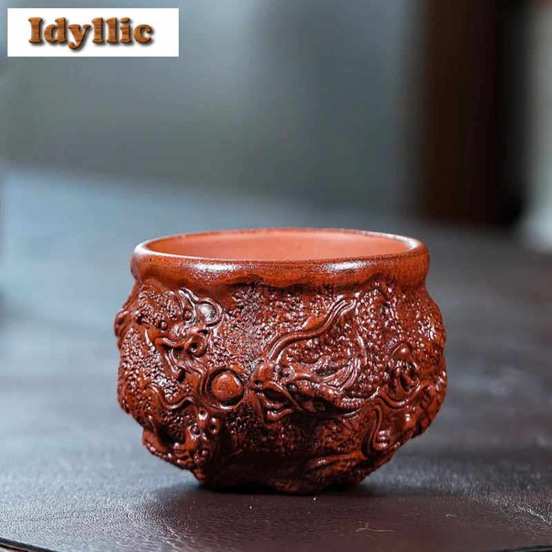 170ml Yixing Purple Clay Dragon Teacup Handmade Tea Bowl Jug Tea-tasting Smelling Cup Chazhan Master Cups Drinkware Accessories
170ml Yixing Purple Clay Dragon Teacup Handmade Tea Bowl Jug Tea-tasting Smelling Cup Chazhan Master Cups Drinkware Accessories
