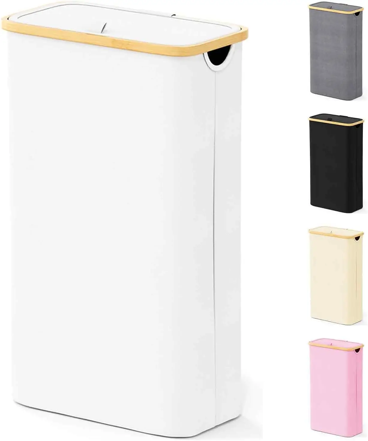 Slim Laundry Hamper with Lid, 65L Narrow Clothes Basket Bin with Bamboo Handles, Skinny Tall
Slim Laundry Hamper with Lid, 65L Narrow Clothes Basket Bin with Bamboo Handles, Skinny Tall
