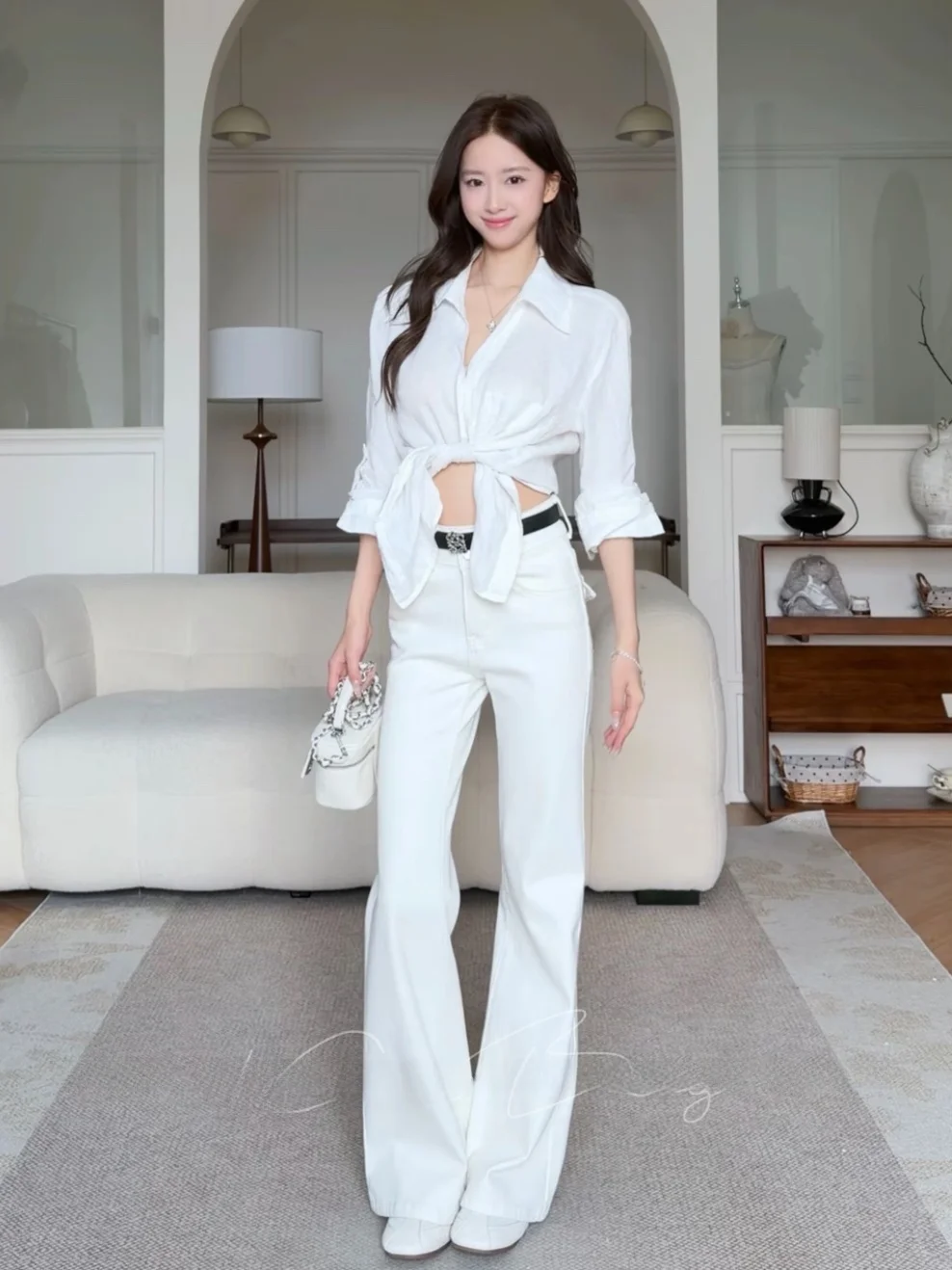 Tea White Summer Original Design High Waist Cotton Stretch Denim Pants Women's Wide Leg Jeans Four Directional Elastic Slimming
Tea White Summer Original Design High Waist Cotton Stretch Denim Pants Women's Wide Leg Jeans Four Directional Elastic Slimming