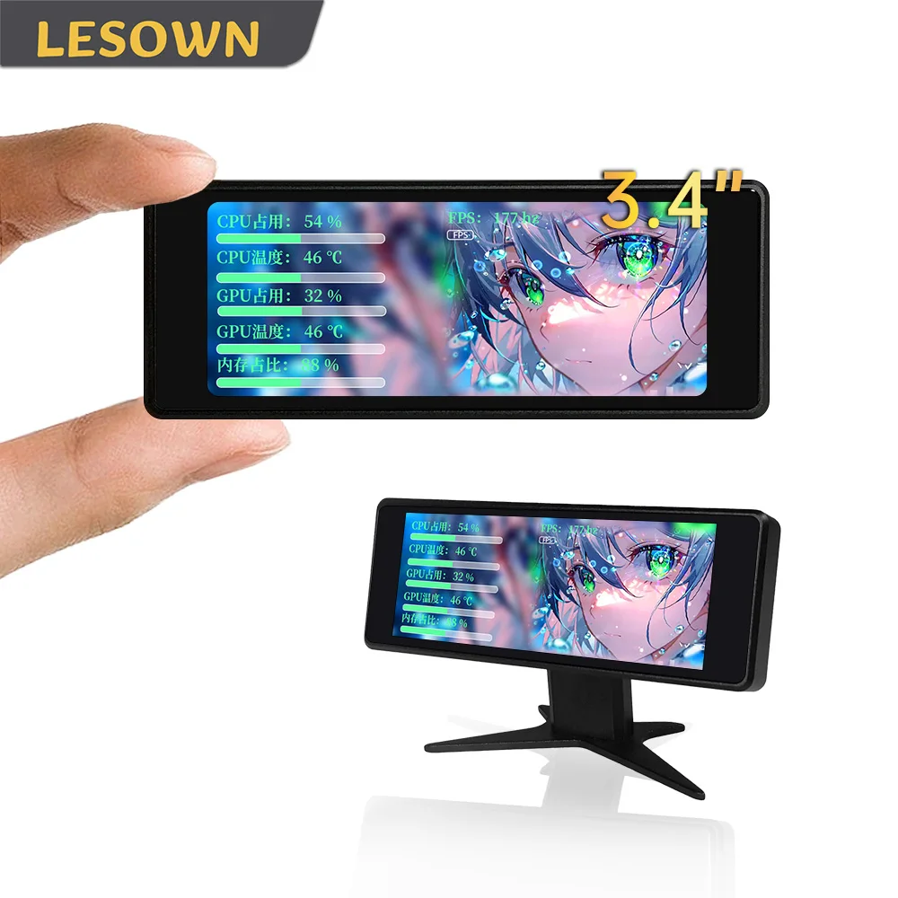 LESOWN Compact 3.4 Inch ARGB PC Case Sensor Panel 376x960 Computer Temp Monitor PC Temperature Display Mini Secondary Screen
LESOWN Compact 3.4 Inch ARGB PC Case Sensor Panel 376x960 Computer Temp Monitor PC Temperature Display Mini Secondary Screen