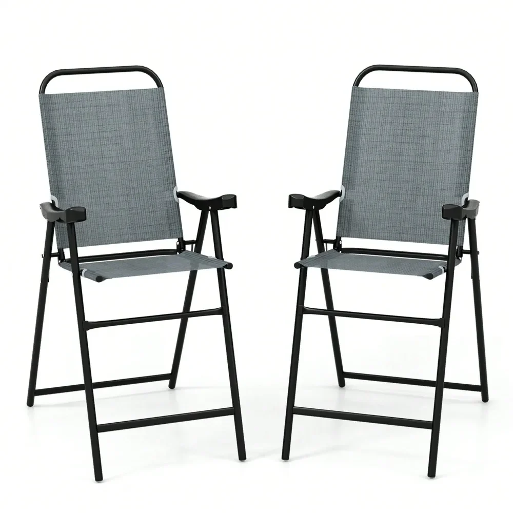 2 PCS Patio Bar Chair Folding Bar Height Metal Frame With Footrest Garden Blue Coffee
2 PCS Patio Bar Chair Folding Bar Height Metal Frame With Footrest Garden Blue Coffee